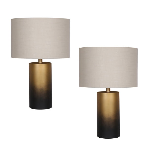 s/2, Metal 22" Ombre Table Lamps, Blk/gld