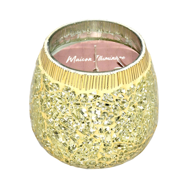 4" 11 Oz Spiced Pear Mosaic Candle, Champagne