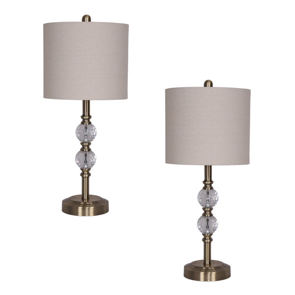 S/2, Crystal 26" Table Lamps, Gold