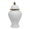 Cer, 20" Swirl Temple Jar, White/gold