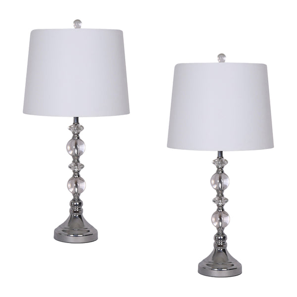 S/2 Crystal 28" Table Lamp, Silver