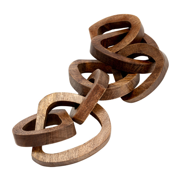 Wood, 19"l Chain Links, Brown