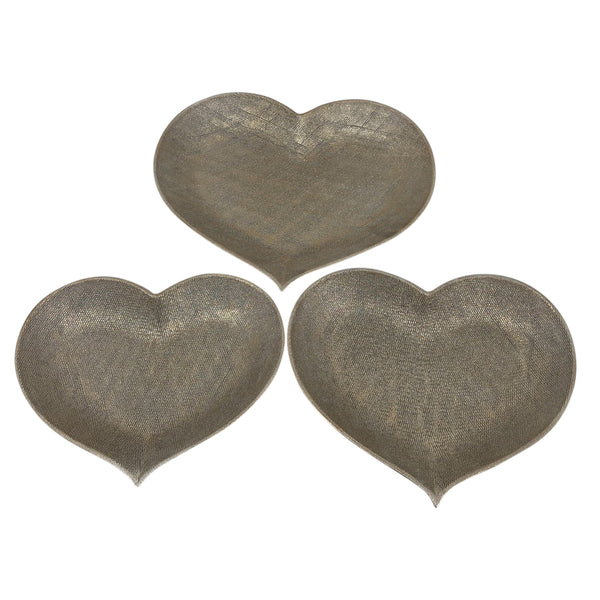 Cer, S/3 12/13/15" Scratched Heart Plates, Champgn