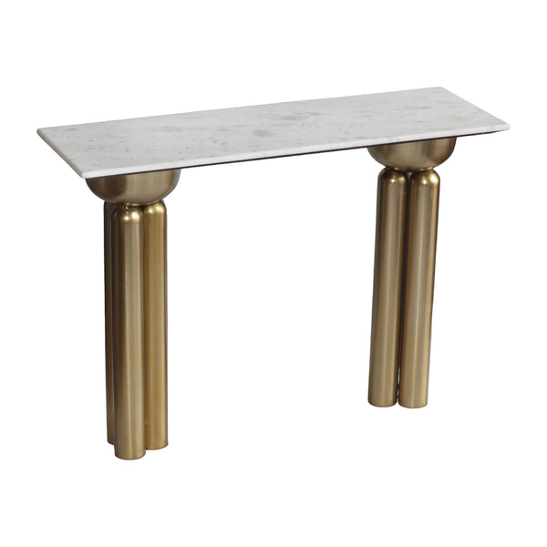 Metal, 42" Marble Top Console, Gold/white