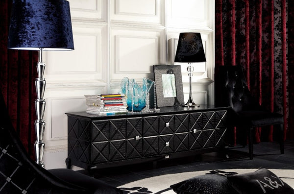 A&X Monte Cristo Black Crocodile Lacquer Entertainment Center