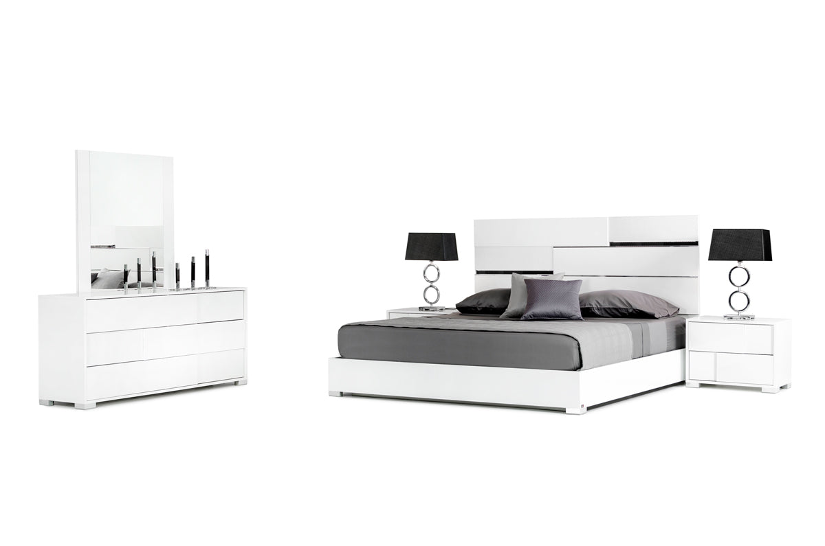 Queen Modrest Ancona Italian Modern White Bedroom Set
