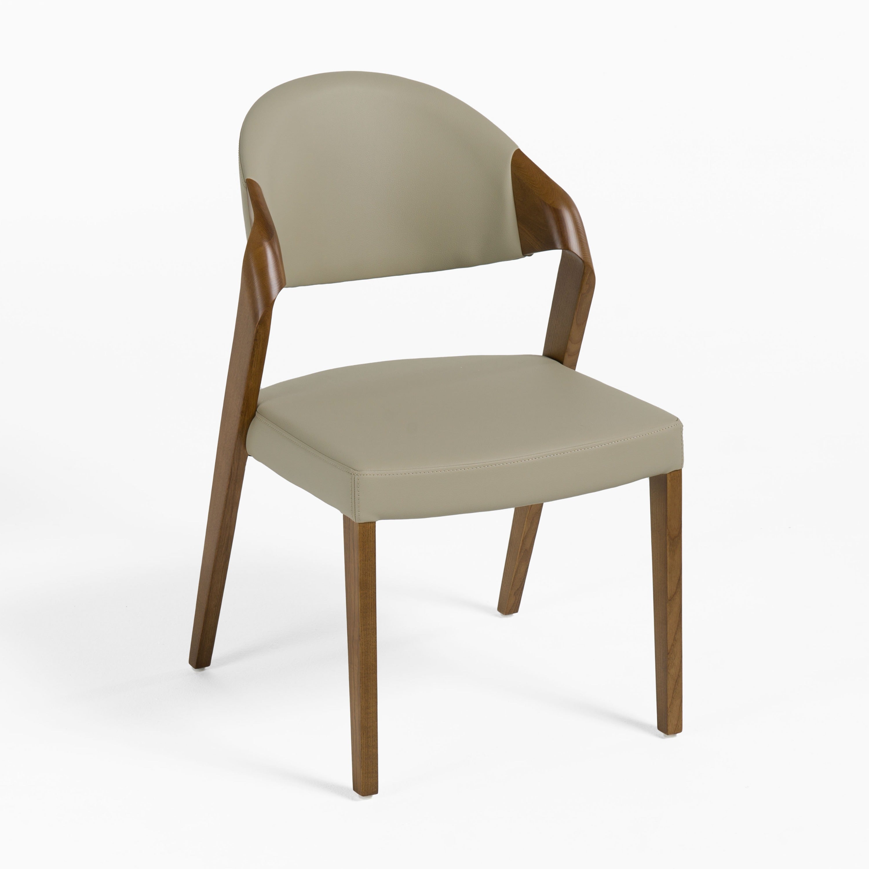 Modrest Arlo Mid-Century Beige & Walnut Dining Chair (Set of 2)