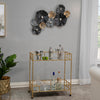 2-tier Gold Metal Bar Cart, Mirrored Top