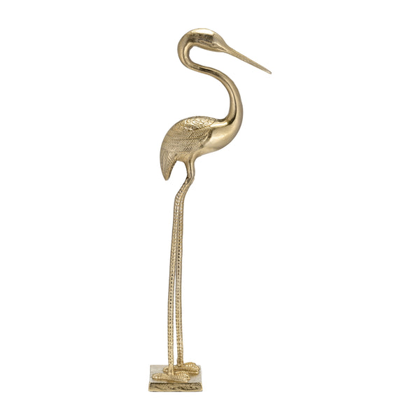 Metal, 32"h Casted Heron, Gold