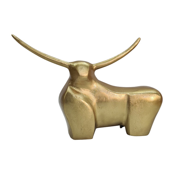 Metal, 8" Standing Bull, Gold