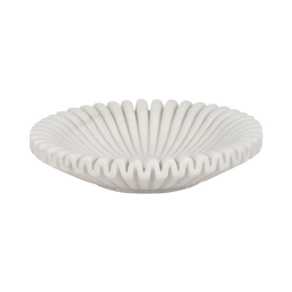 Marble, 12" Pleated Bowl, White