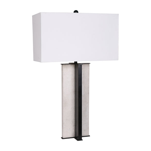 Metal 28" Pillar Table Lamp, Black/white