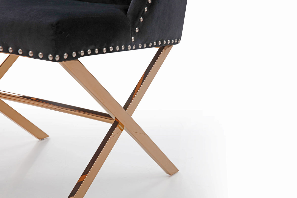 Modrest Alexia Modern Black & Rosegold Dining Chair