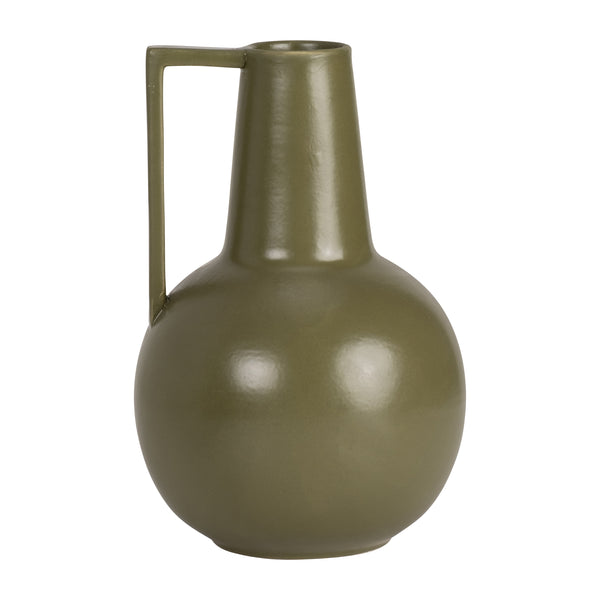 Cer,9",vase,olive