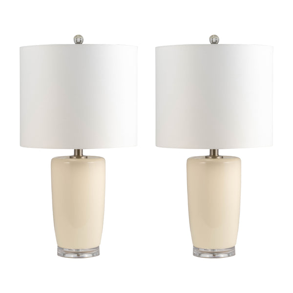 S/2 Ceramic 25" Table Lamps, Cream