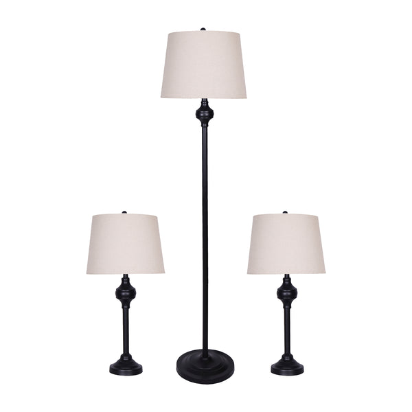 Metal,s/3,25/61"h,table&floor Genie Lamps,blk