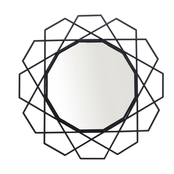 Metal 35" Geometric Mirror, Black Wb