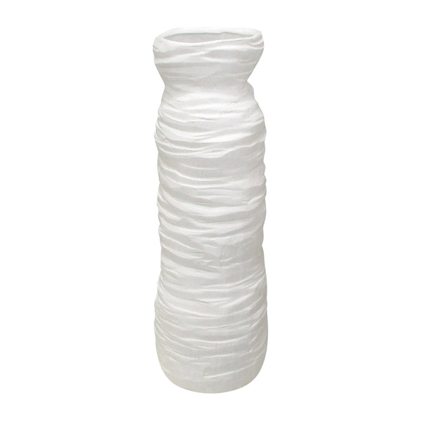 19" Horizontal Ribbed Matte Vase, Ivory