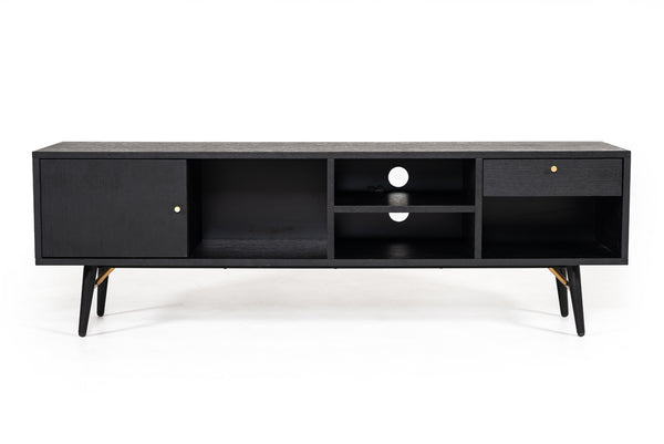 Modrest Billy Modern Black Oak & Gold TV Stand