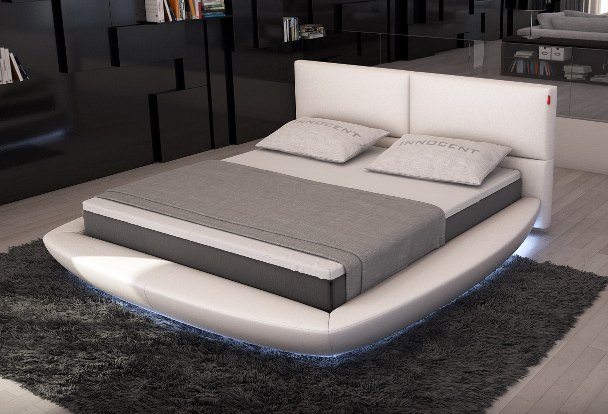 Queen Sferico Modern Eco-Leather Bed w/ LED Lights