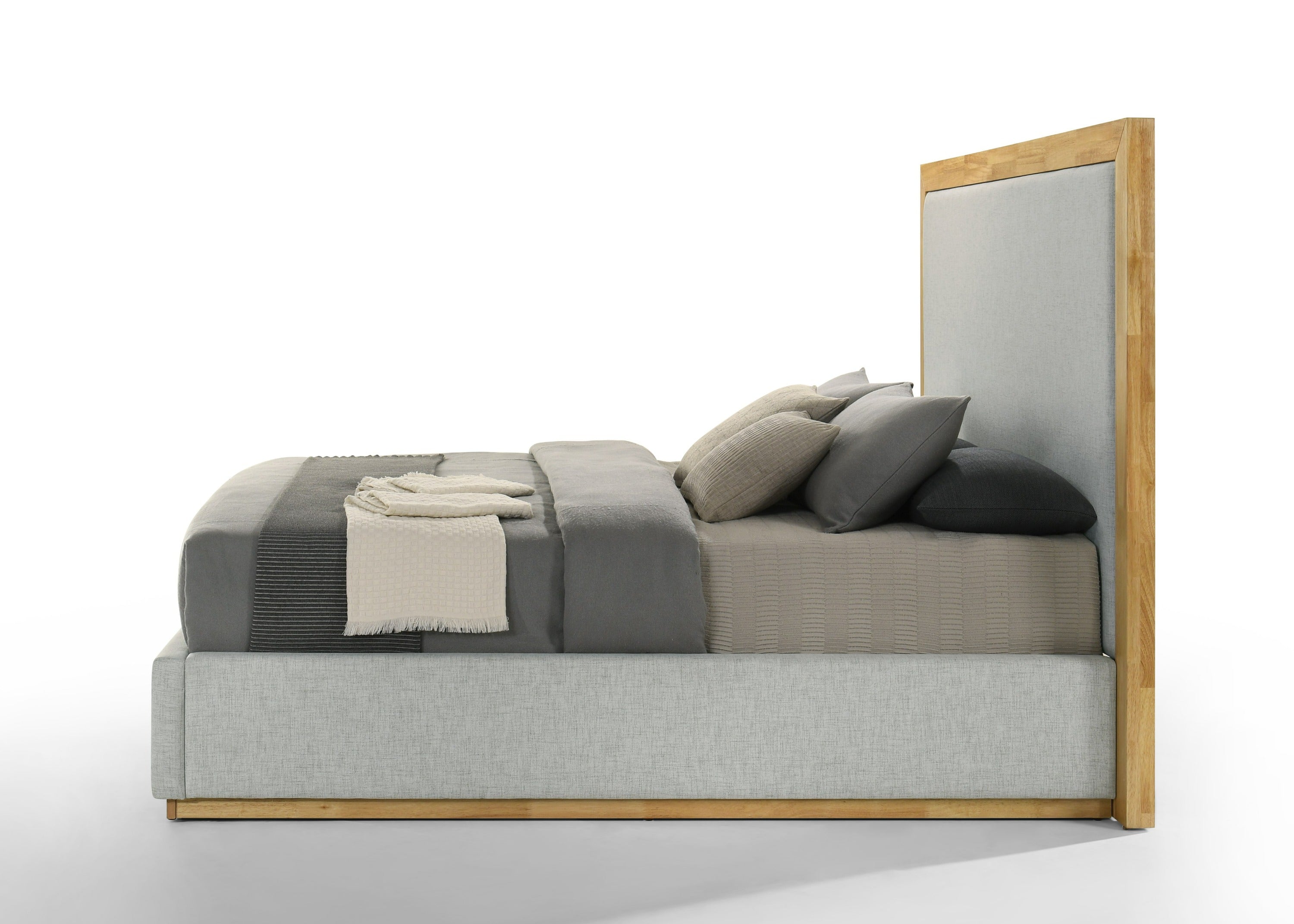 Nova Domus Santa Barbara - Modern Grey Fabric + Natural Bedroom Set