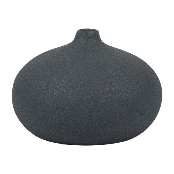 Cer, 5" Round Volcanic Vase, Denim Navy Blue