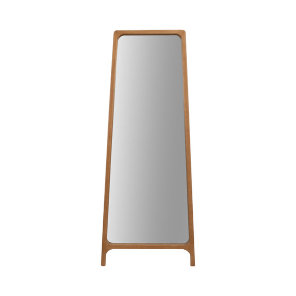 Wood, 28x71 Wood Frame Floor Mirror On Stand, Natu