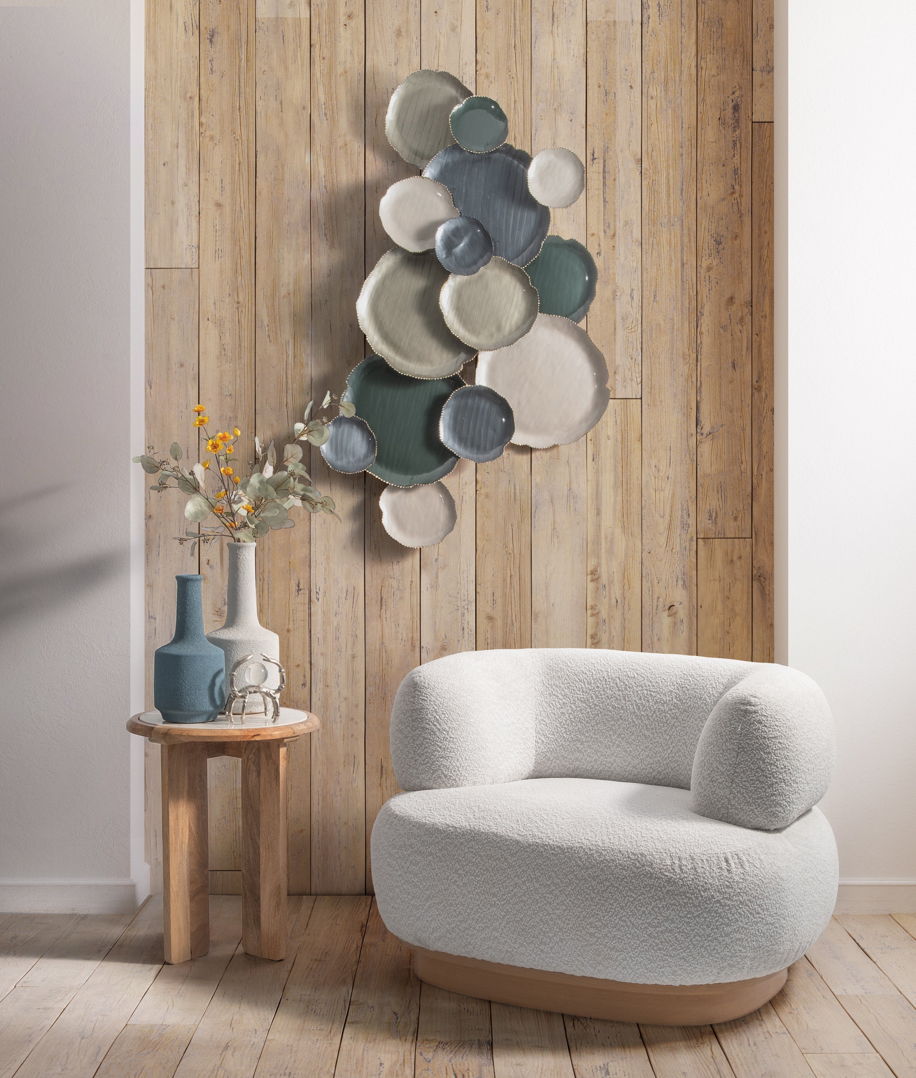 Modern Roundback Chair, Ivory