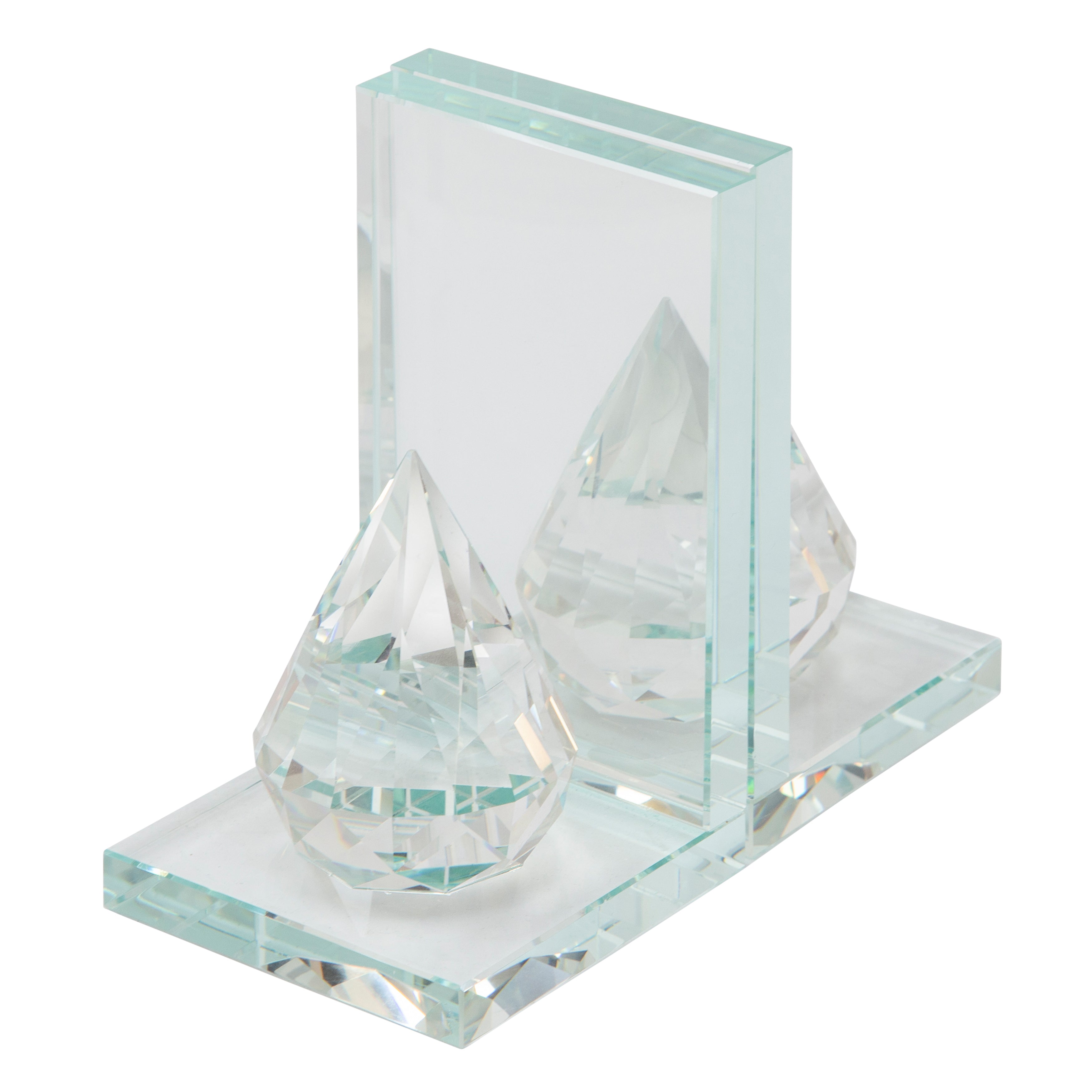 S/2 Crystal Teardrop Bookends