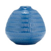 Cer,6",stripe Oval Vase,coastal Blue