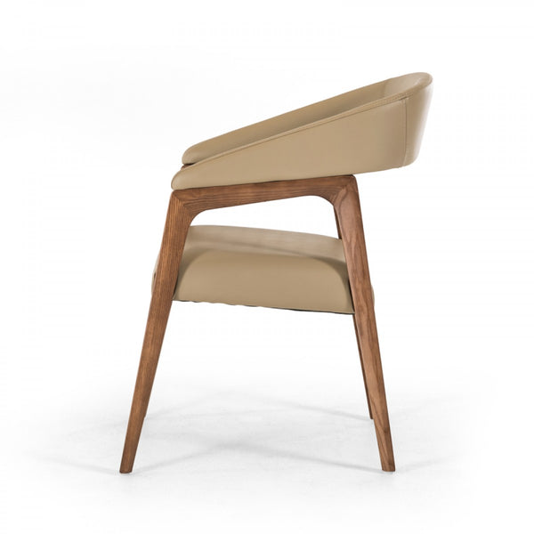 Modrest Clive Mid-Century Taupe & Walnut Dining Chair