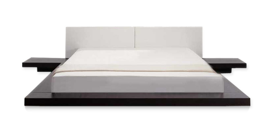 California King Opal Japanese Style Platform Bed And 2 Nightstands