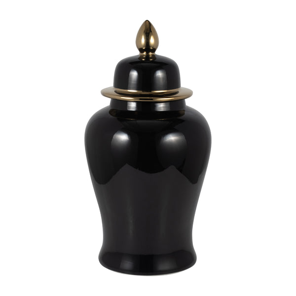 Cer, 24" Temple Jar, Black/gold