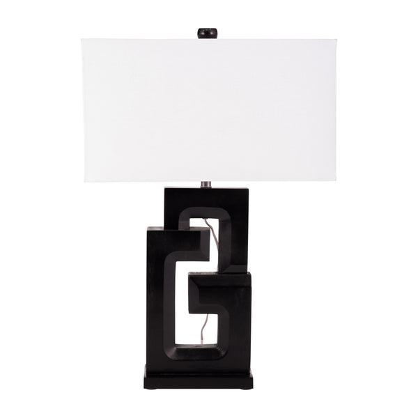 Wood, 27"h Geometric Lamp, Black