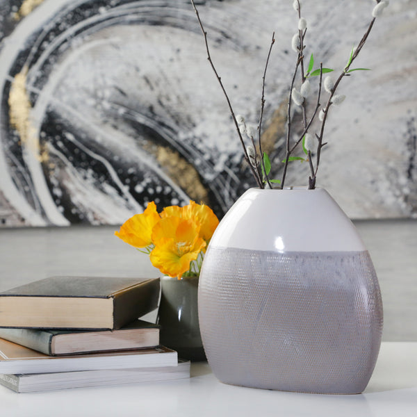 Ceramic 9" Vase, Multi Gray