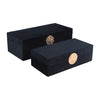 Wood, S/2 10/12" Box W/ Medallion, Navy/gold