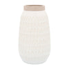 Cer, 10"h Carved Vase, Beige