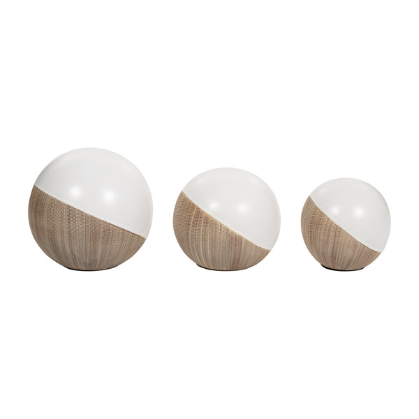 Cer, S/3 4/5/6", 2-tone Orbs, Cream/white