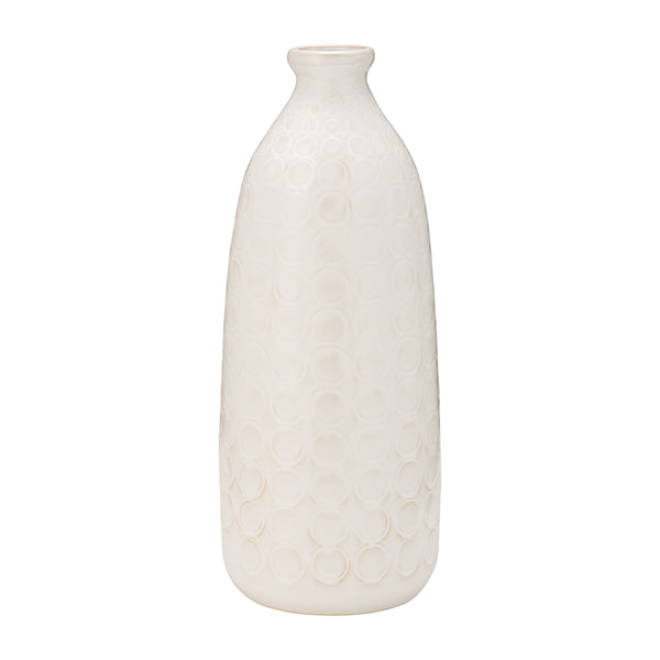 Cer, 16" Circles Vase, Beige