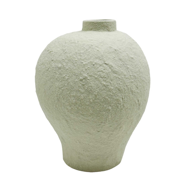 8" Curved Rough Vase, Cream White