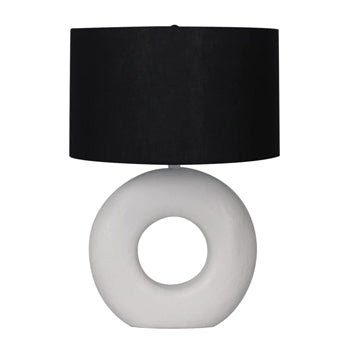 26" Textured Round Open Cut-out Table Lamp, White