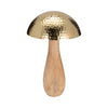 Metal, 20" Mushroom W/ Wood Base, Gold