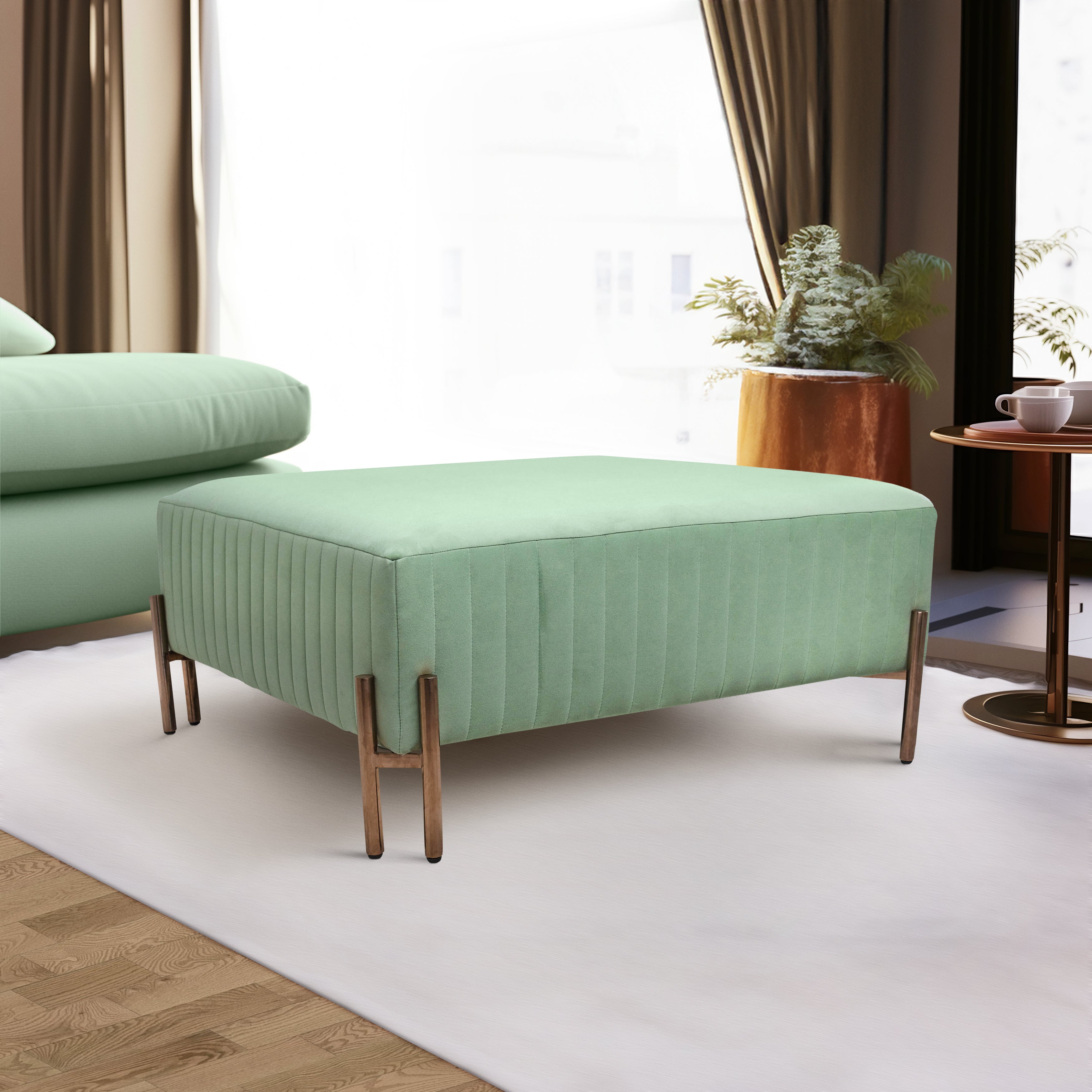 Square Ottoman - Green Kd