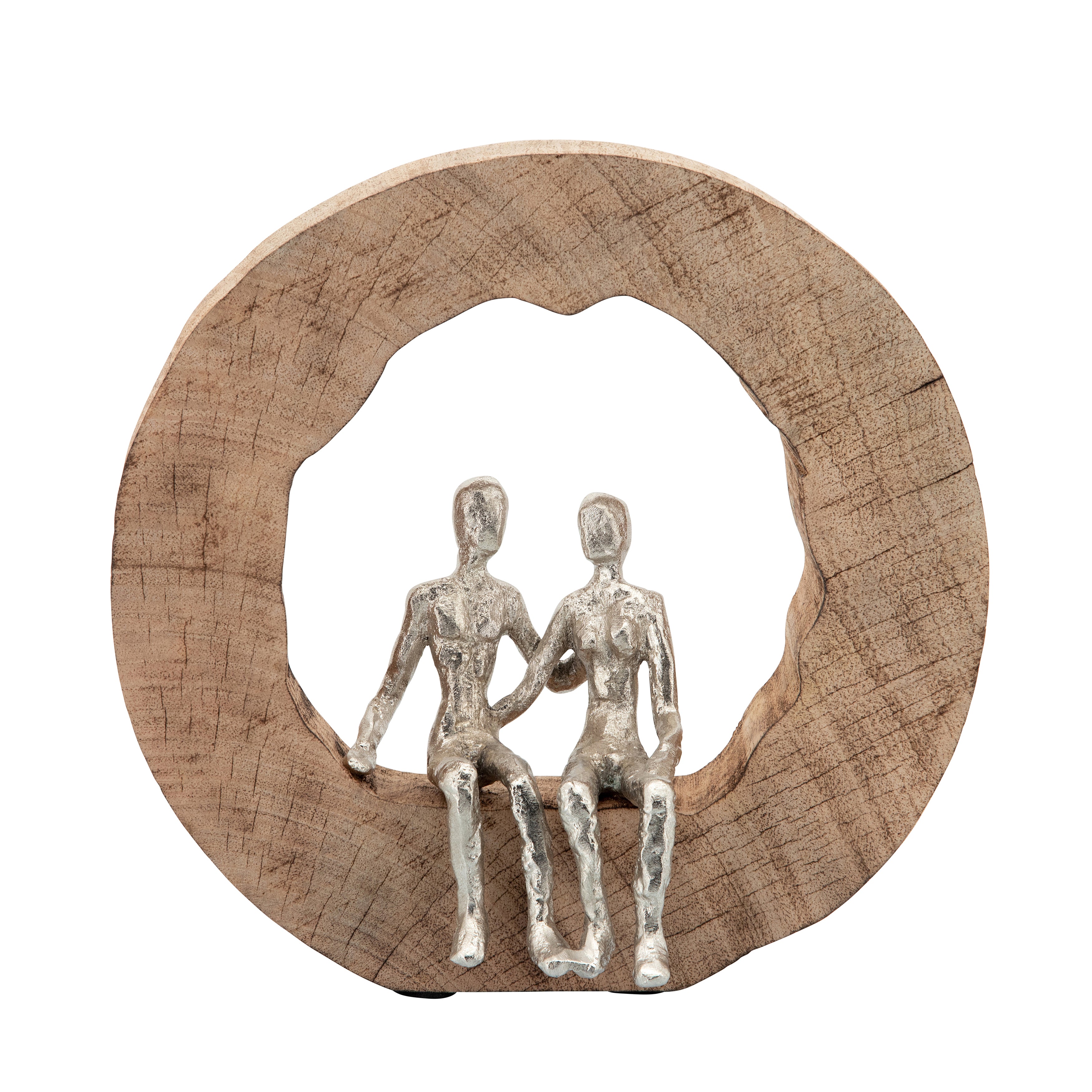 Aluminum Couple In Mango Wood, Silver/brown