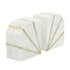 S/2 Marble 5"h Polished Bookends W/gold Inlays,wht