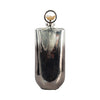 Glass, 19" Metallic Bottle W/ Stone Top, Silver