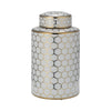 Cer, 12" Honeycomb Jar W/ Lid, Gold