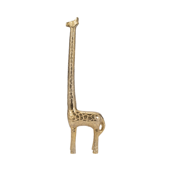 Metal, 21" Long Neck Giraffe, Gold