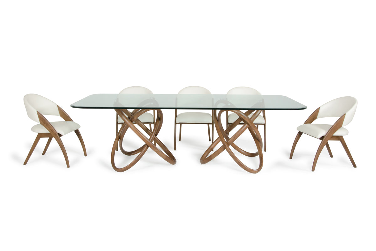 Modrest Mason Modern Glass & Walnut Dining Table