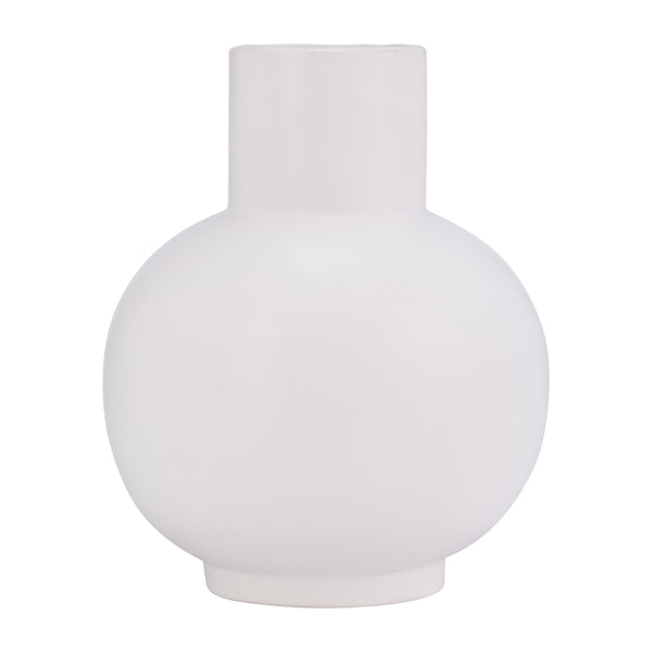 Cer, 8"h Bulbous Vase, White